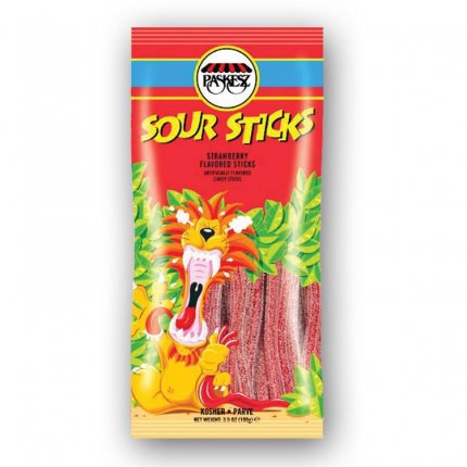 Strawberry Flavored Sour Sticks - Paskesz